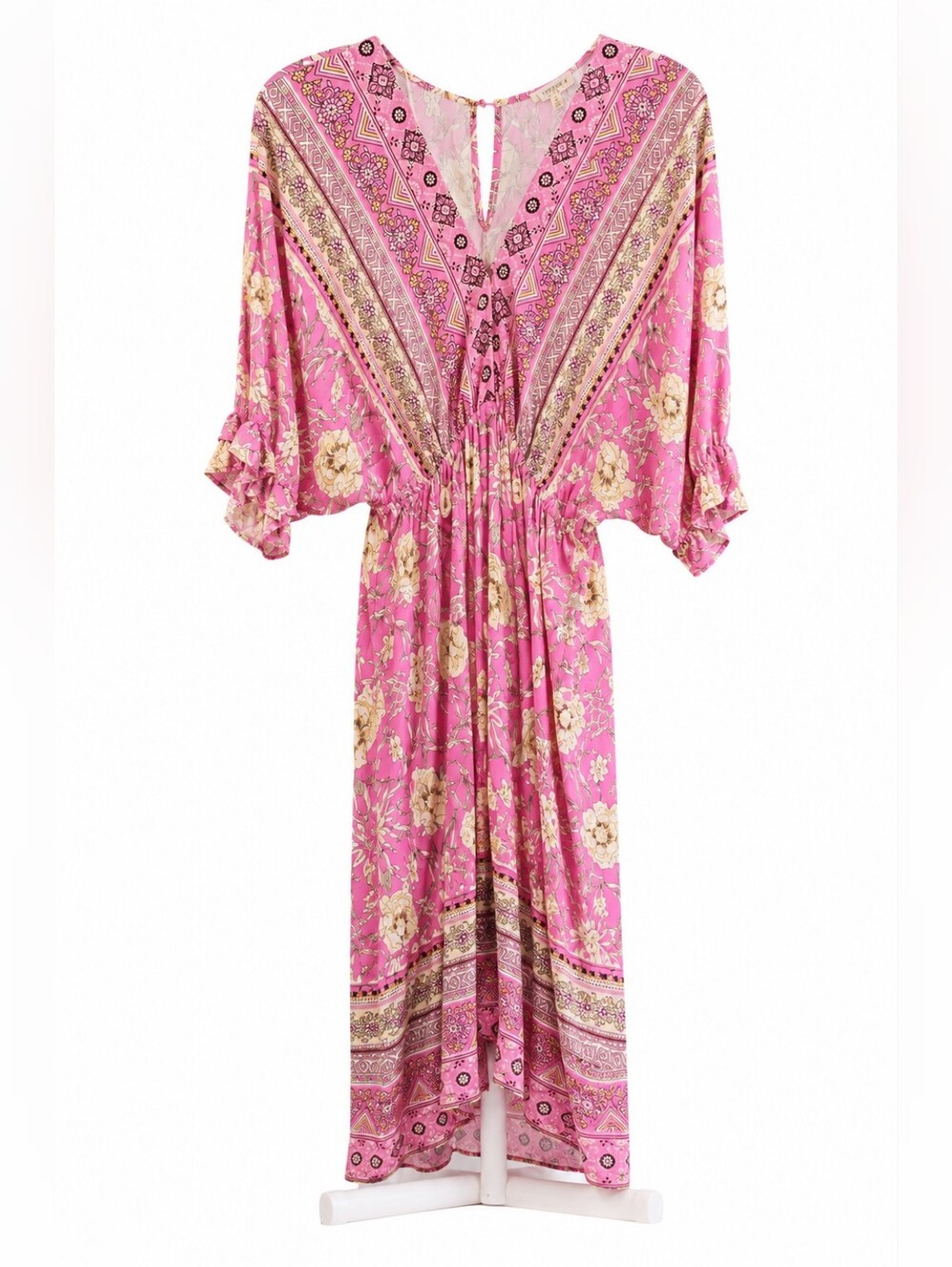 Umgee Pink Floral Boho Maxi Dress